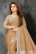 Copper Brown Linen Blend Saree