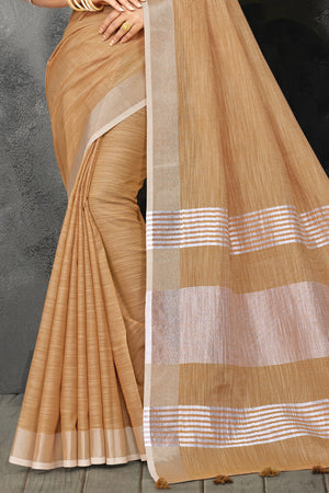 Copper Brown Linen Blend Saree