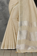 Beige Linen Saree