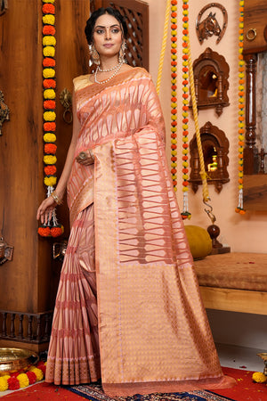 Rose Peach Organza Saree