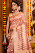 Rose Peach Organza Saree