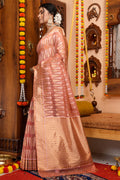 Rose Peach Organza Saree