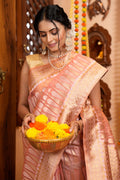 Rose Peach Organza Saree
