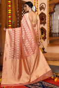 Rose Peach Organza Saree