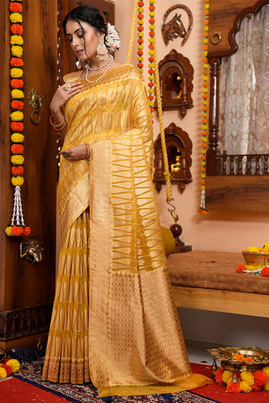 Pastel Yellow Organza Saree