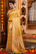 Pastel Yellow Organza Saree