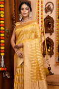Pastel Yellow Organza Saree