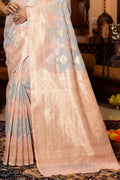 Womens Cotton Grey Saree With Blouse Piece