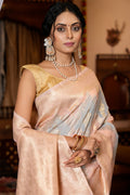 Womens Cotton Grey Saree With Blouse Piece
