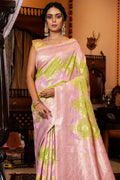 Womens Cotton Green Saree With Blouse Piece