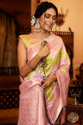 Womens Cotton Green Saree With Blouse Piece