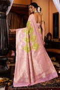 Womens Cotton Green Saree With Blouse Piece