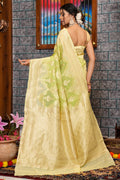 Womens Cotton Green Saree With Blouse Piece