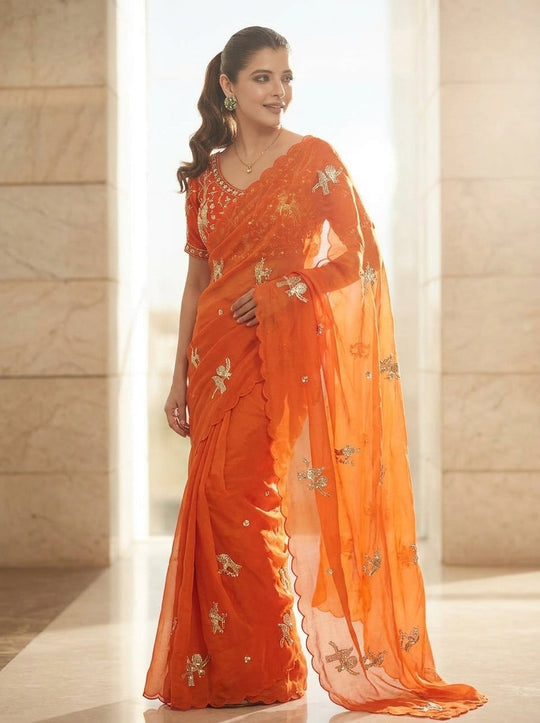 Embellished Embroidered Saree