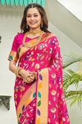 Magenta Banarasi Silk Saree With Blouse