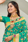 Sea Green Banarasi Silk Saree With Blouse