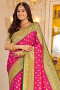 Magenta Banarasi Silk Saree With Blouse