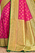 Magenta Banarasi Silk Saree With Blouse