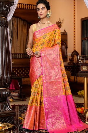 Dandelion Yellow Organza Saree