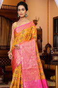 Dandelion Yellow Organza Saree