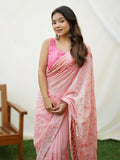 Peach Georgette Saree With Blouse Piece