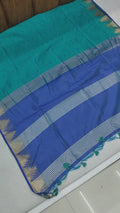 Blue Semi Tussar Silk Saree With All Over Bandhani Style Butti Weaves And Very Well Designed Traditional Temple Border With Zari Linning Pallu And Blouse Piece