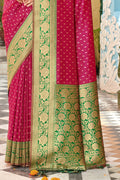 Magenta Banarasi Silk Saree With Blouse Piece