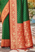 Green Banarasi Silk Saree With Blouse Piece