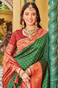 Green Banarasi Silk Saree With Blouse Piece