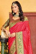 Pink Banarasi Silk Saree With Blouse Piece