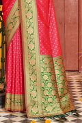 Pink Banarasi Silk Saree With Blouse Piece