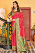 Pink Banarasi Silk Saree With Blouse Piece