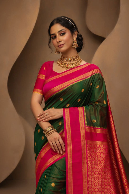 Green Silk Woven Work Traditional Saree
