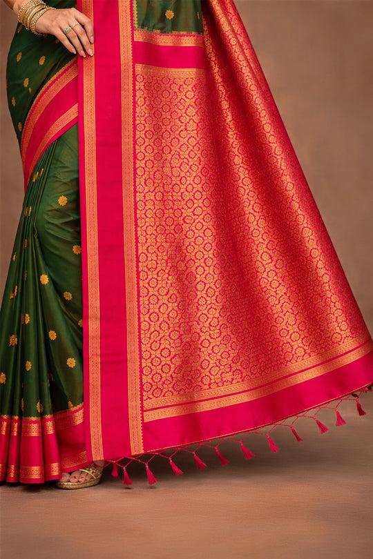Green Silk Woven Work Traditional Saree