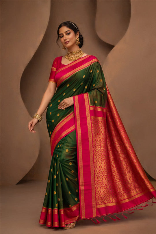 Green Silk Woven Work Traditional Saree