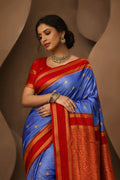 Blue Silk Woven Work Traditional Saree