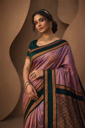Purple Silk Woven Work Traditional Saree