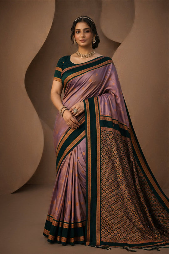 Purple Silk Woven Work Traditional Saree
