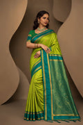 Olive Green Silk Woven Work Traditional Saree