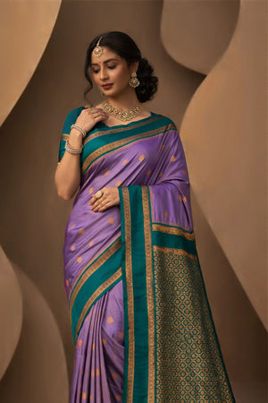 Lavender Silk Woven Work Traditional Saree