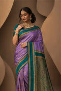 Lavender Silk Woven Work Traditional Saree