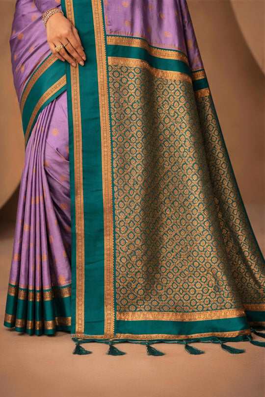 Lavender Silk Woven Work Traditional Saree