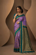 Lavender Silk Woven Work Traditional Saree