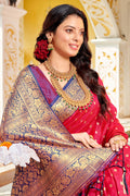 Maroon Banarasi Silk Saree With Blouse Piece