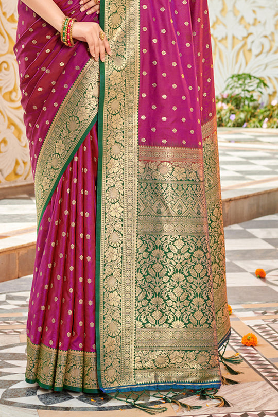 Sky Blue Banarasi Silk Saree With Blouse Piece