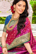 Sky Blue Banarasi Silk Saree With Blouse Piece