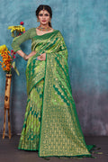 Green Banarasi Silk Saree With Blouse