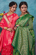 Green Banarasi Silk Saree With Blouse