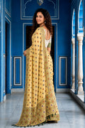 Lemon Yellow Cotton Blend Woven Work Traditional Saree