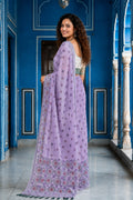 Baby Pink Cotton Blend Woven Work Traditional Saree